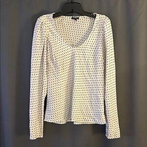 Express White Brown and Black Blouse